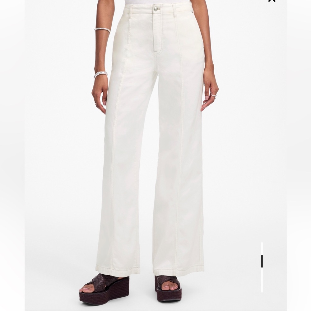 NWT Madewell Petite Wide-Sweep Trousers in Tile White: Airy Denim Edition 24